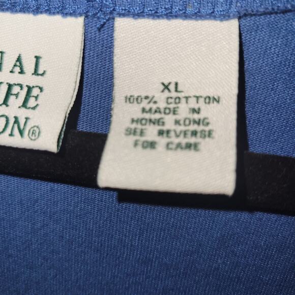 Vintage National Wildlife Blue Bird Colonial Blue Shift Dress XL Pockets Cotton - Picture 6 of 9